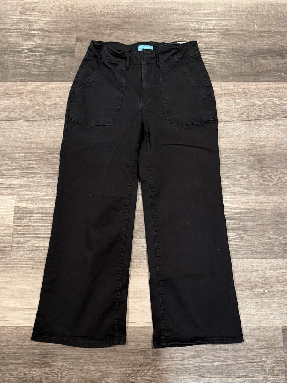 Draper James Wide Leg Crop Jeans Sz 8 Belle Meade Black High Rise Patch Pocket